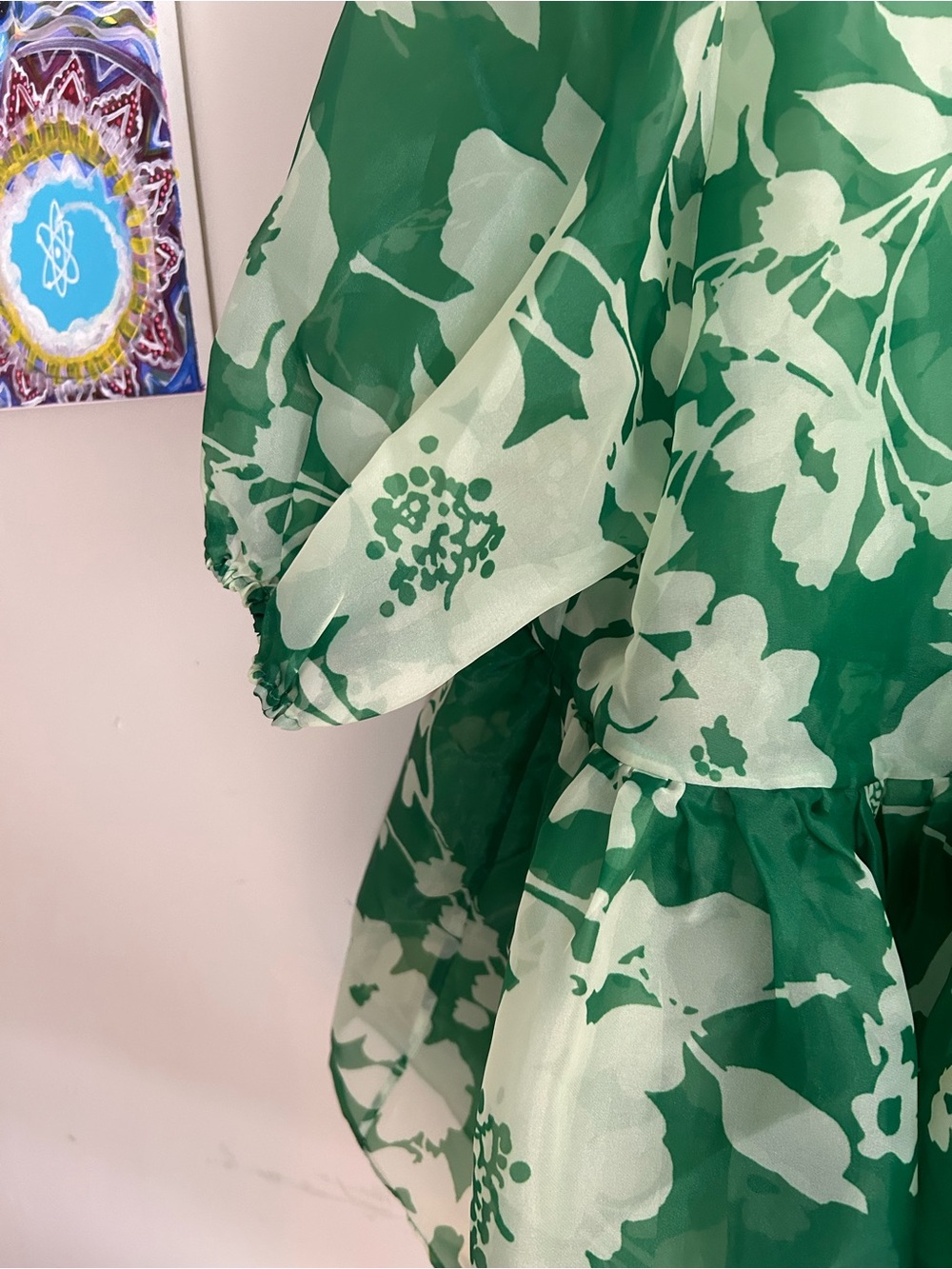 Selkie The summer field cotton candy blouse Size 4 green organza - Picture 5 of 10